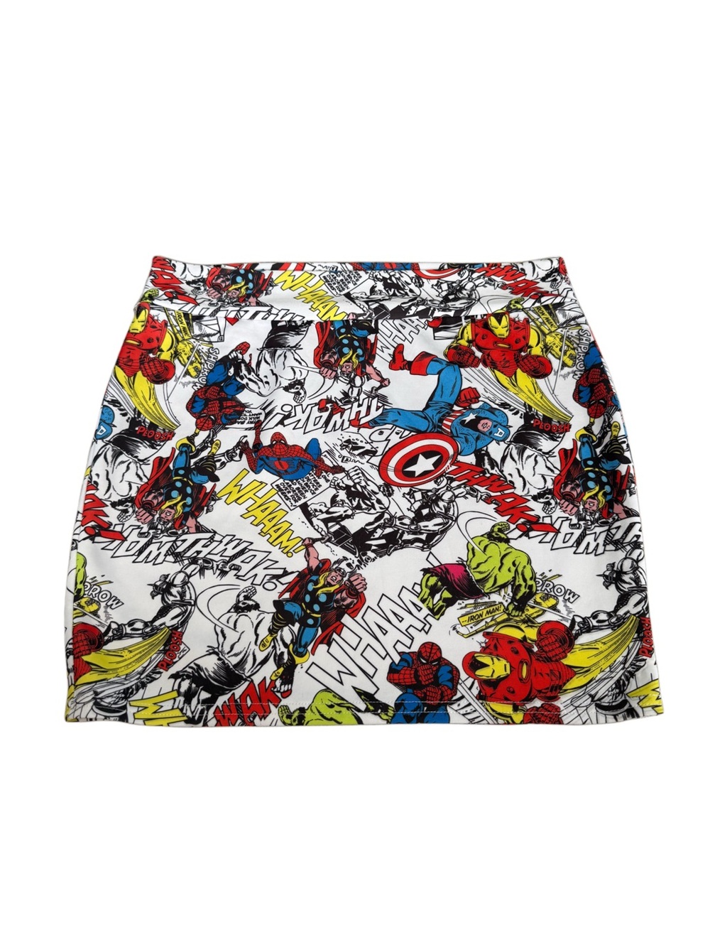 Mighty Fine Marvel Heros Comic Print Mini Stretch Skirt Size Large Halloween